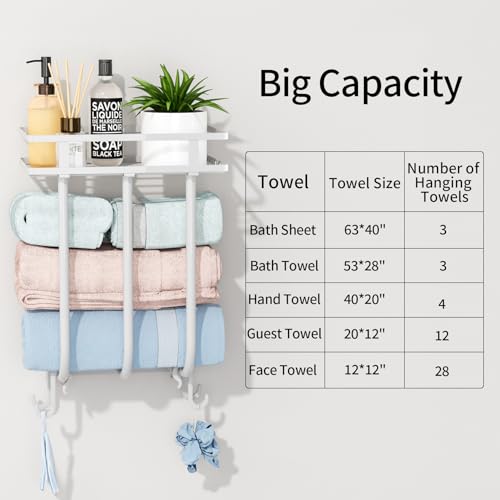 30% Off Wall-Mounted Towel Rack with Shelf & Hooks - Image 7