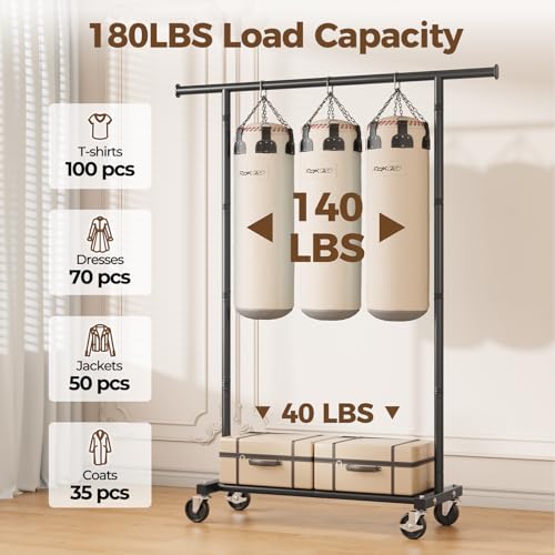 30% Off HYSEYY Rolling Clothes Rack, Portable Garment Rack - Image 3