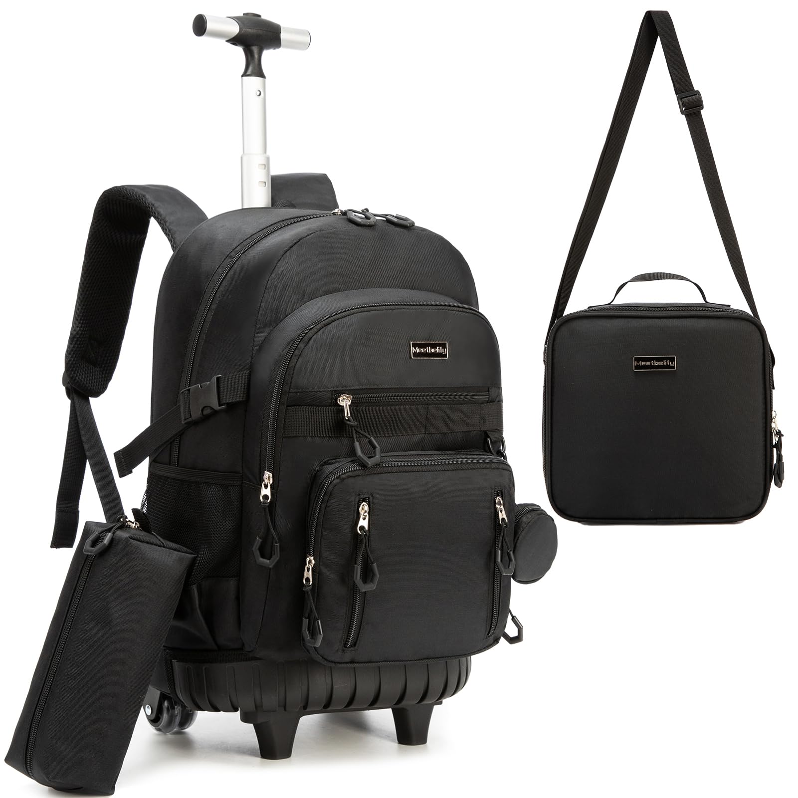 Rolling Backpack for Girls 8-12 with Lunch Box & Pencil Case
