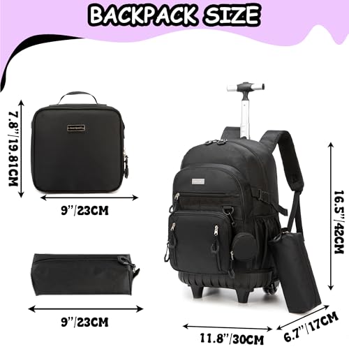 Rolling Backpack for Girls 8-12 with Lunch Box & Pencil Case - Image 3