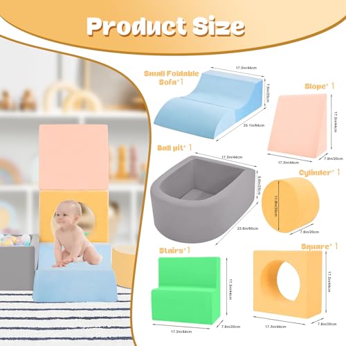 MIND&ACTION Toddler Climbing Blocks with Ball Pit - 6-Piece Soft Play Set - Image 4