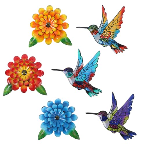 6% Off 3D Metal Hummingbird Flower Wall Art Decor - Image 2