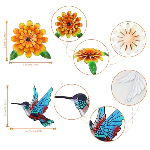 6% Off 3D Metal Hummingbird Flower Wall Art Decor - Image 3