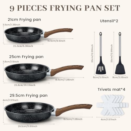 50% Off Frying Pan Set: 9-Piece Nonstick Skillets - Image 3