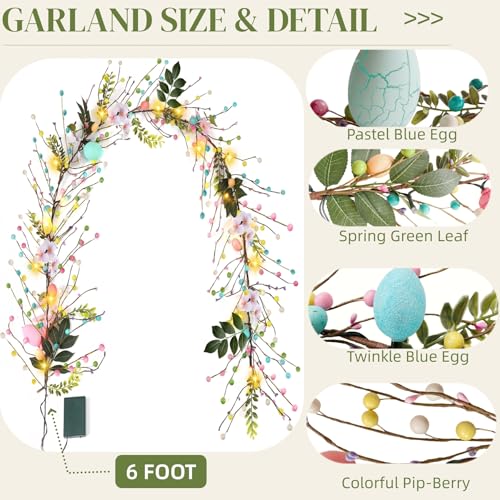 50% Off Easter Egg Garland with LED Lights & Timer - Image 4
