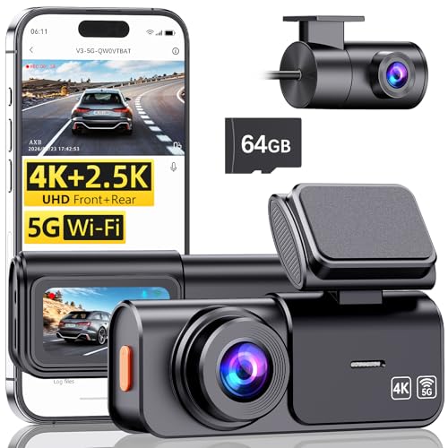 45% Off AXB 4K+2.5K Dual Dash Cam with 5G WiFi & 64GB Card