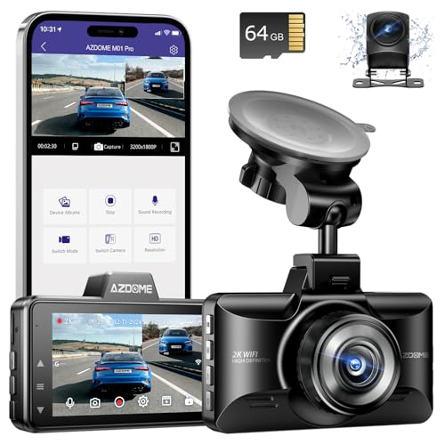 42% Off AZDOME 3K WiFi Dash Cam with Free 64GB Card