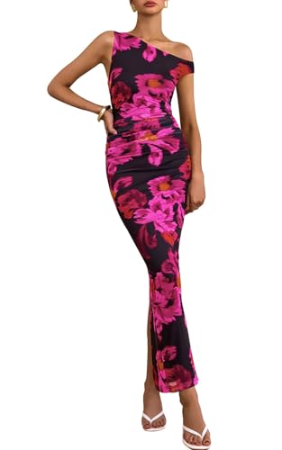 50% Off PRETTYGARDEN Floral One Shoulder Maxi Dress
