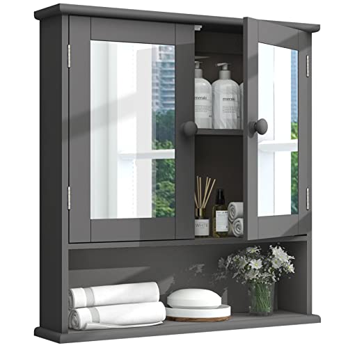 Save 5% on Grey Medicine Cabinet with Mirror & Shelves