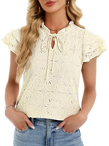 50% Off Funlingo Women's Embroidered Eyelet Summer Tops