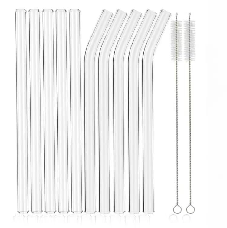 50% Off Reusable Glass Straws Set with Cleaner Brushes