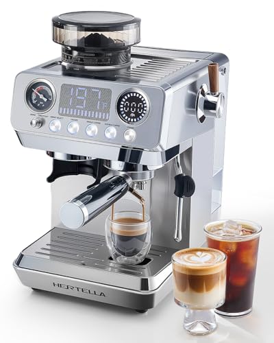 50% Off HERTELLA Espresso Machine with Burr Grinder