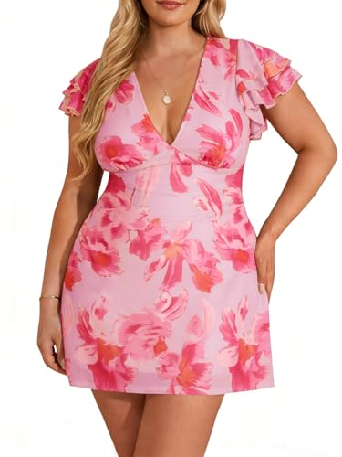 50% Off Beautife Plus Size Floral Bodycon Cocktail Dress