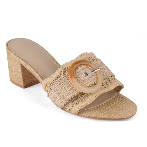 62% Off Women's Raffia Heeled Mule Sandals with Code T5ZJ5I4G