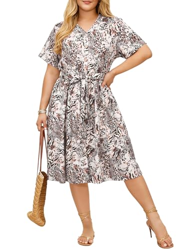 45% Off Plus Size Summer Midi Dress with Pockets