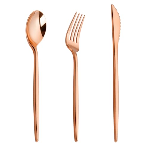 50% Off PULOTE Rose Gold Plastic Silverware Set (150 PCS)