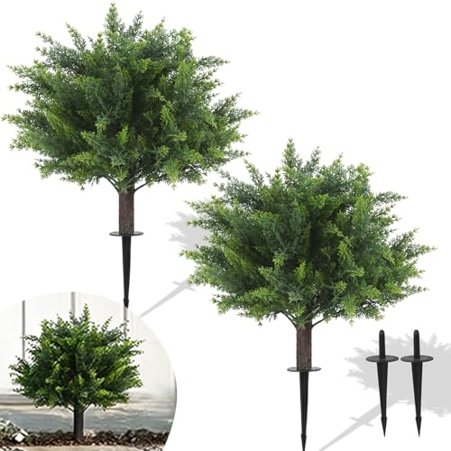 50% Off Set of 2 Artificial Cypress Topiary Trees