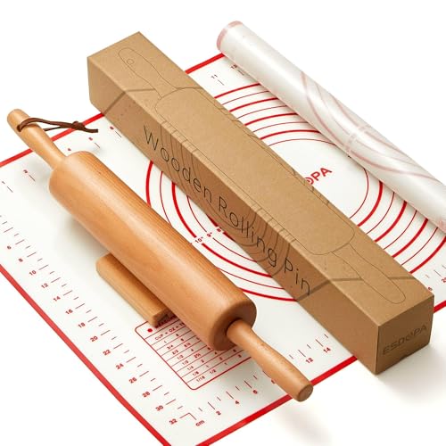 40% Off Classic Wood Rolling Pin Set with Silicone Mat