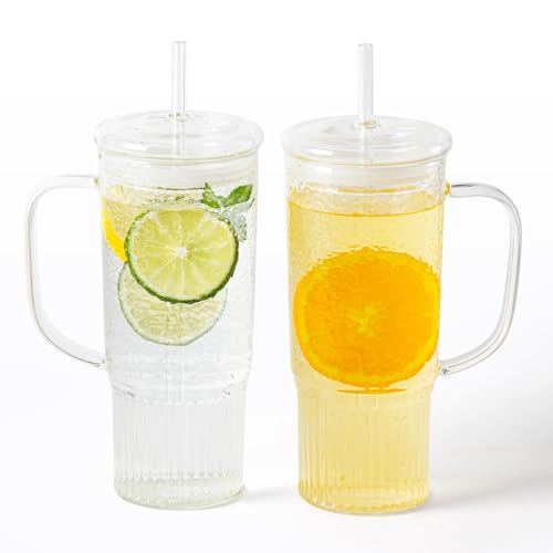 50% Off GOSCHE 24oz Glass Cups with Lids & Straws (2-Pack)