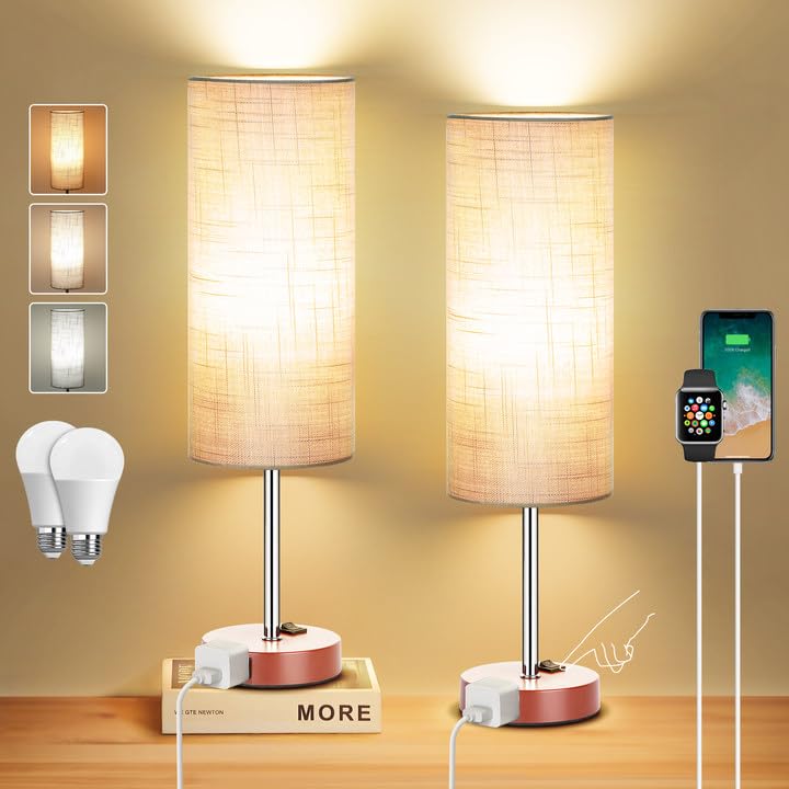 50% Off ZJOJO 2-Pack Nightstand Lamps with AC Outlets