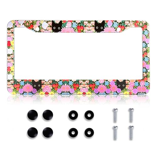 50% Off Black Cat Flower License Plate Frame - $4.99