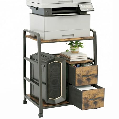 38% Off Printer Stand with Fabric Drawers & PC Tower Compartment