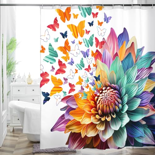 30% Off Colorful Watercolor Floral Shower Curtain