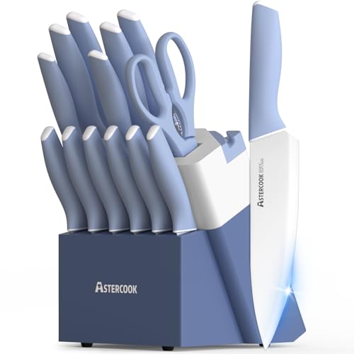 Save 41% on Astercook 15-Piece German Steel Knife Set with Block