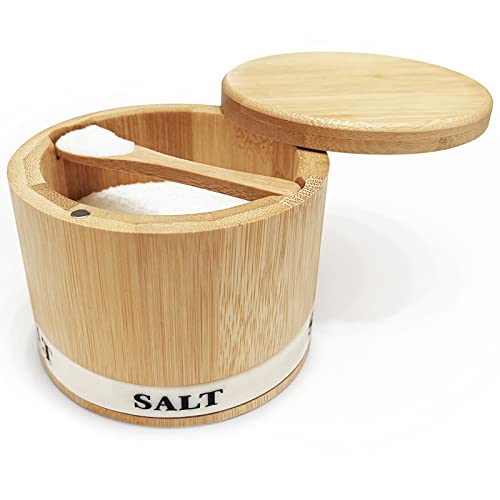 68% Off Bamboo Salt Box with Magnetic Lid & Spoon