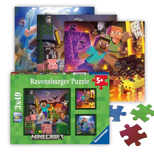 Save 30% on Ravensburger Minecraft 3-Pack Jigsaw Puzzles