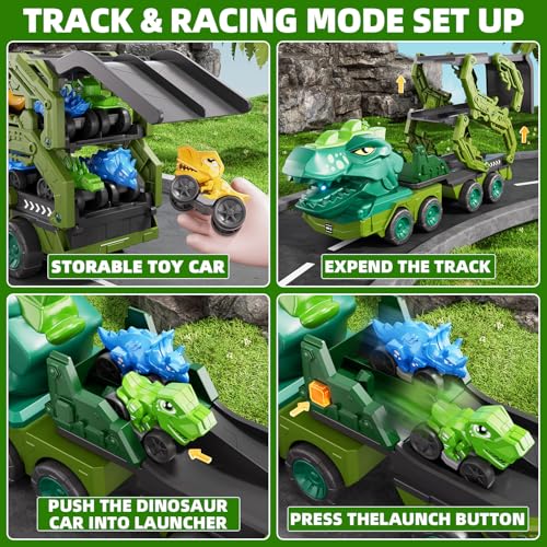 50% Off IHAHA Dinosaur Truck Toy Set with 9 Cars & Sounds - Image 4