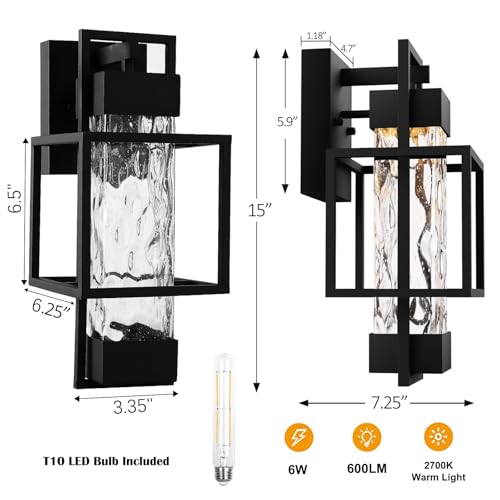 42% Off PARTPHONER Modern Outdoor Wall Sconce Lights (2-Pack) - Image 3