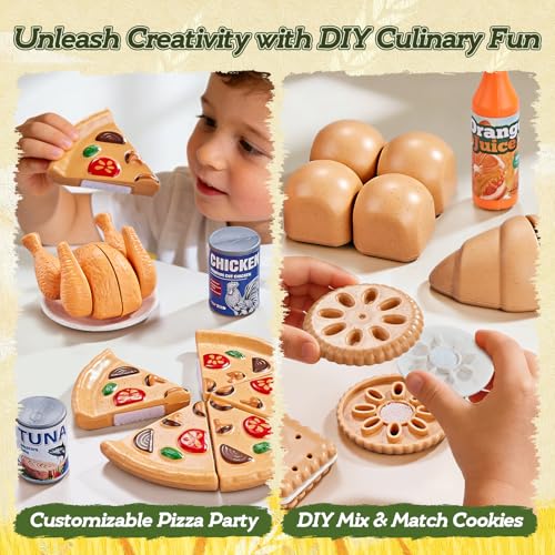 LAUGIGLE 86-Piece Play Food Set for Kids Kitchen Pretend Play - Image 4