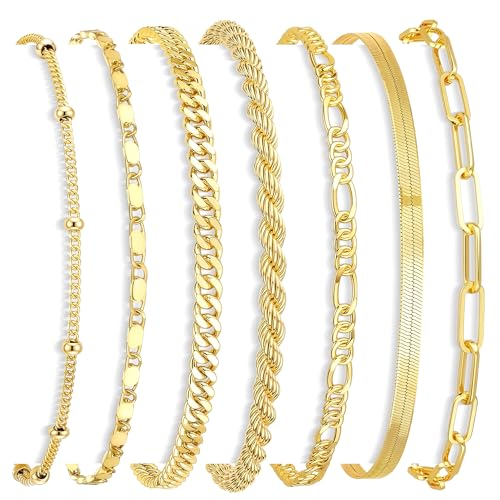 Gokeey 7-Piece Gold Plated Bracelet Set for Women - $13.99 - Image 1