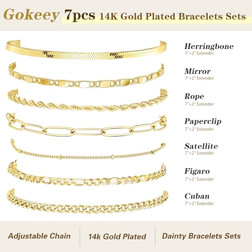 Gokeey 7-Piece Gold Plated Bracelet Set for Women - $13.99 - Image 4