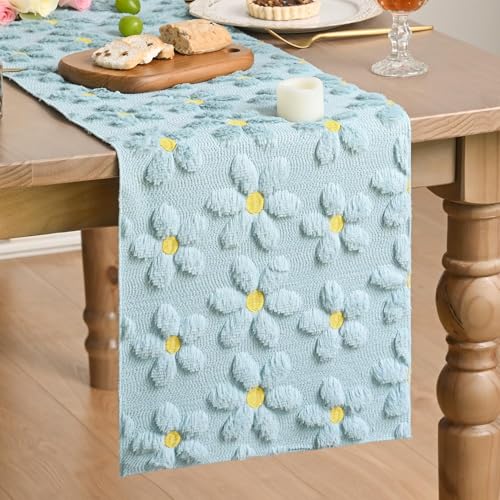 50% Off Artoid Mode Blue Daisy Table Runner for Spring Decor