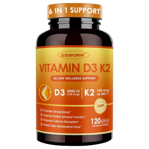 Save 15% on ZEBORA Vitamin D3 K2 5000 IU Bone & Immune Support