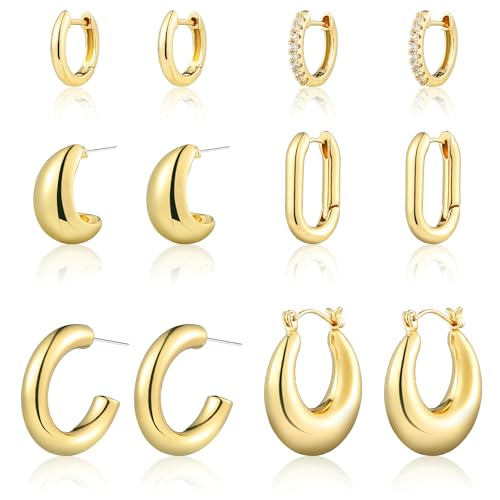 50% Off Wgoud 6-Pair Gold Hoop Earrings Set for Women