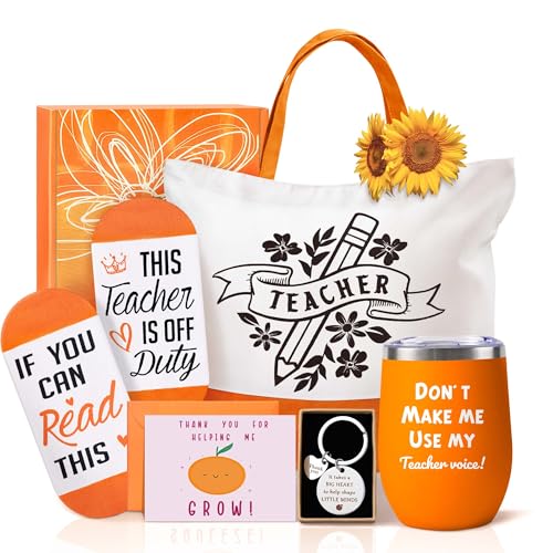 50% Off Orange Teacher Appreciation Gift Set with Tumbler & Bag