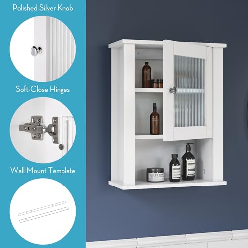 52% Off RiverRidge Bathroom Wall Cabinet with Reeded Glass - Image 6