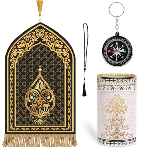 Islamic Prayer Mat Set with Gift Box, Beads & Compass - $12.99