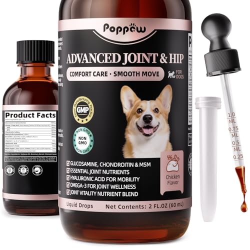 POPPAW Dog Joint Supplement Drops - 10-in-1 Formula