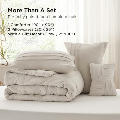 46% Off Bedsure Queen Comforter Set 4 Pcs Pinch Pleat - Image 7