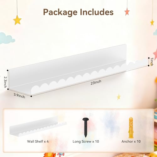 Save 48%: 4-Pack Metal Floating Shelves for Kids Room - Image 2
