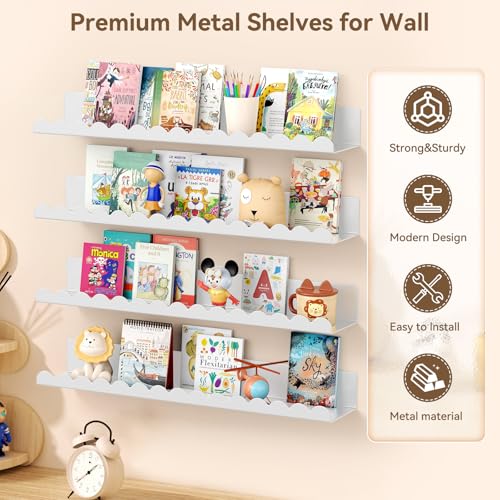 Save 48%: 4-Pack Metal Floating Shelves for Kids Room - Image 3