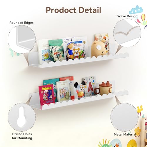 Save 48%: 4-Pack Metal Floating Shelves for Kids Room - Image 4