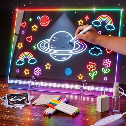 50% Off LED Drawing Board for Kids with 7 Fluorescent Markers
