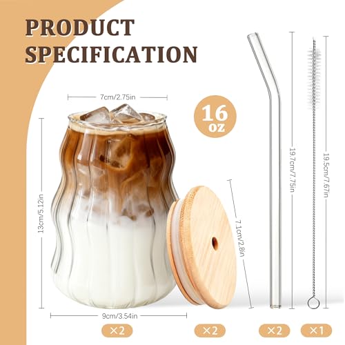 33% Off 2-Pack Cute Glass Tumbler Set with Lid & Straw - Image 2