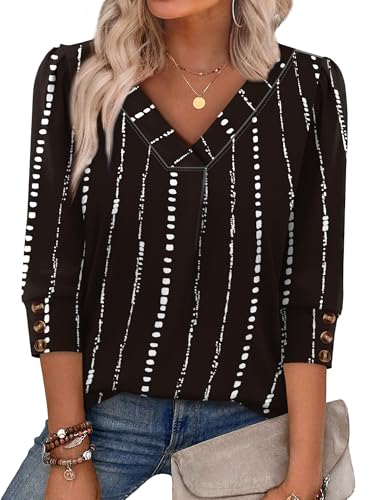38% Off OFEEFAN Women's 3/4 Sleeve V-Neck Blouse