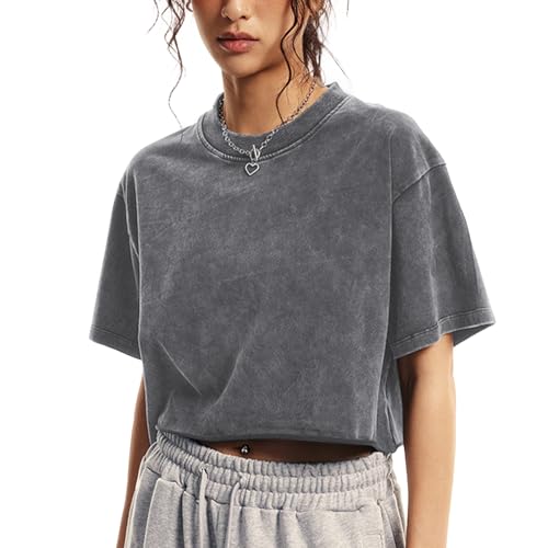 50% Off Vintage Cropped Cotton Tees for Women - Summer Style